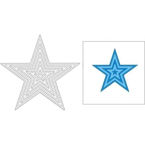 2021 New Nested Stitched Star Frame Metal Cutting Dies for DIY Scrapbooking Decor and Card Making Paper Craft Embossing No Stamp