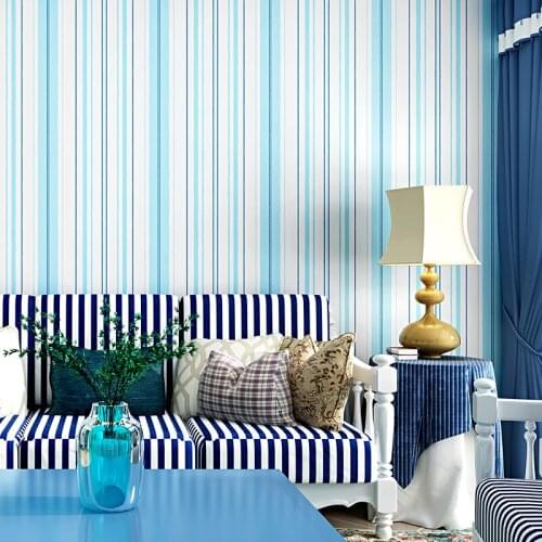 Beibehang papel de parede Mediterranean style blue imitation wood Non-woven living room bedroom wallpaper background wall paper
