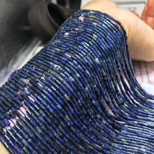 One strand blue sodalite agate pillar 2*4mm for DIY jewelry making loose beads FPPJ wholesale beads nature gemstone