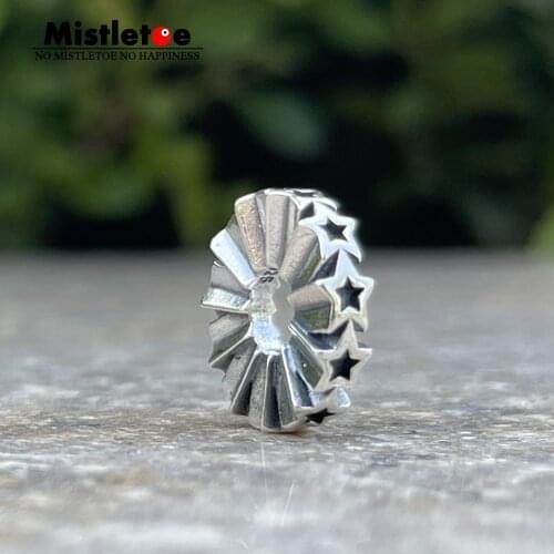 Mistletoe 925 Sterling Silver Meteor Star Spacer Charm Bead Jewelry