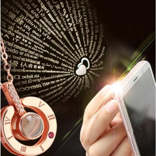 New 100 Languages I Love You Projection Pendant Necklace for Women Valentines Day Gift