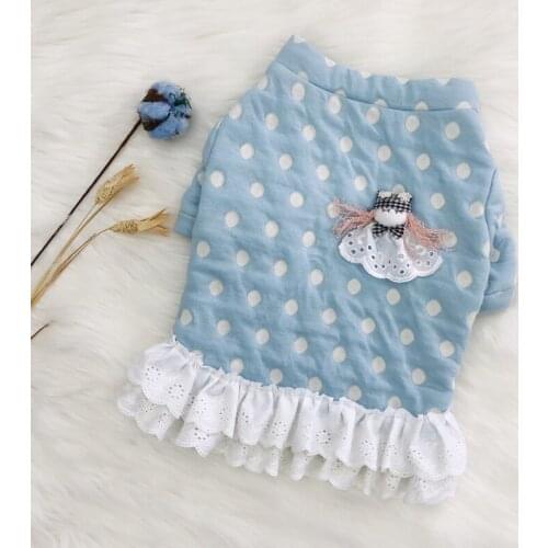 French Bulldog Dress Winter Pet Dog Clothes Cute Dots Pug Clothing Skirt Princess Costume Apparel Poodle Schnauzer Corgi Outfit