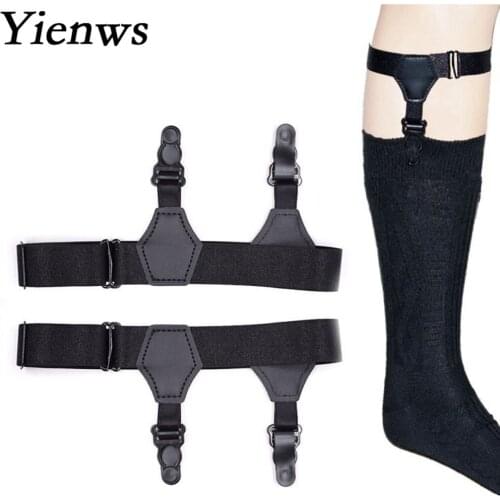 Yienws Sock Garters for Men Elastic Invisible Sock Holder Stays Suspenders Man 2 Pair YiA068