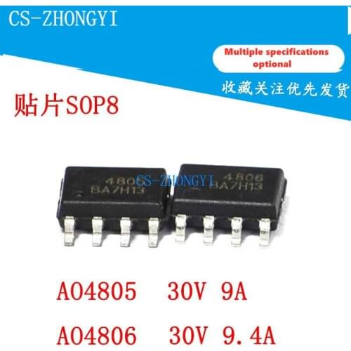 5pcs Ao4805 Ao4806 Field Effect Transistor Sop8 Dual P-channel MOS Transistor 4806 4805 30V - 9a9.4