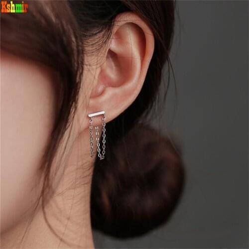 Kshmir New design sense earrings simple earrings geometric chain back hanging earrings women jewelry gift 2021
