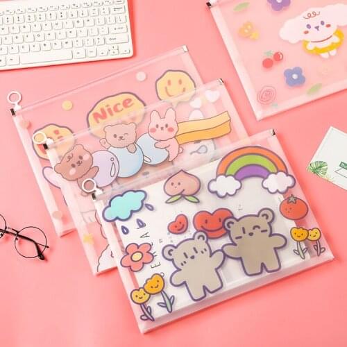MINKYS Kawaii A4 File Folder Bag Document File Bag Organizer School Office Stationery Supplies