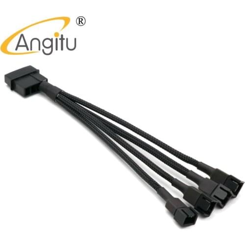 Angitu 12V 4pin IDE Molex to 4-Port 3Pin/4Pin Power Supply Plug Cooling Fan Splitter Power Cable