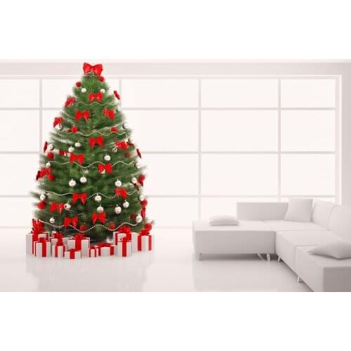 VinylBDS 5x7ft(1.5x2.2m) Christmas Photography Backdrop Christmas Indoor Sofa Christmas Tree Studio Background