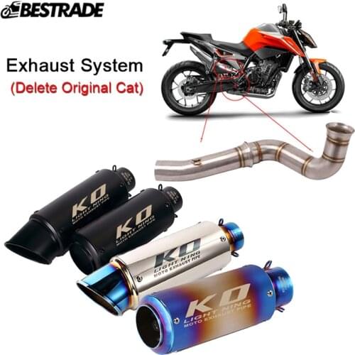 Motorcycle Exhaust System Middle Connecting Link Pipe Slip On 51mm Mufflers With DB Killer Stainless Steel Modified For DUKE 790