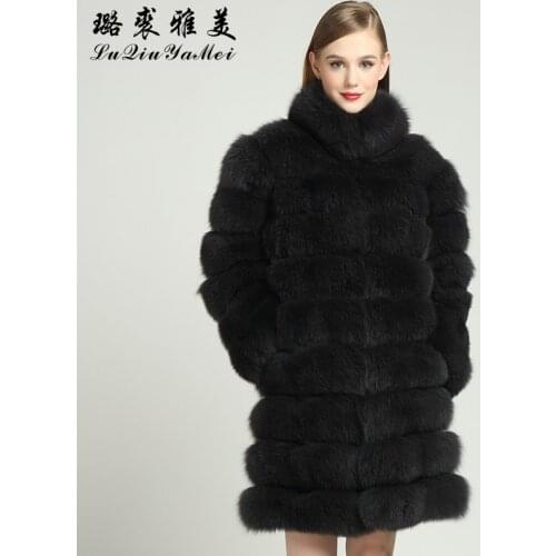 Female Fox Fur Coat Real Collar New 2020 Warm Vests Long Sleeve Genuine Fur Russian Women Jackets Natural Fox Fur Coats Winter