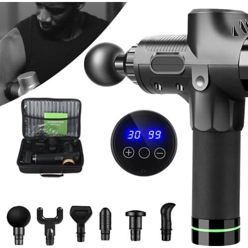 LCD Muscle Fascia Massage Gun Electric Deep Muscle Relaxation Fitness Percussion Massager Slimming Shaping Pain Relief Massager
