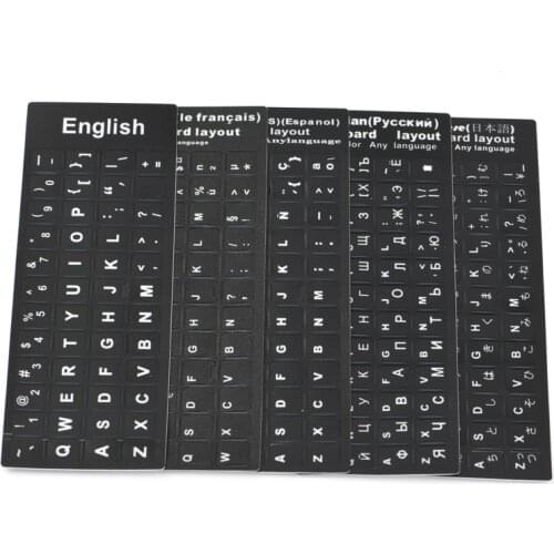 1Pcs Russian French English Arabic Spanish Portuguese Hebrew Keyboard Letter Alphabet Layout Sticker For Laptop Desktop PC