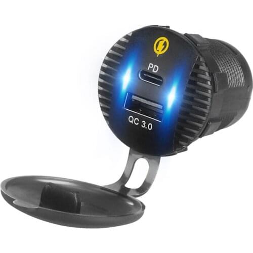 12V 24V QC3.0 USB 18W Type C PD Fast Car Charger for SUV Car Boat Marine T3EF