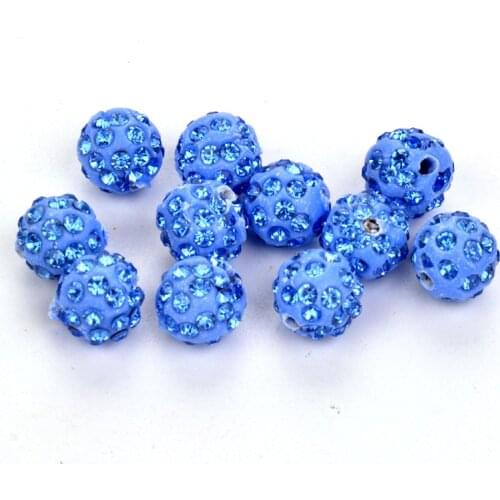 25pcs/lot 10mm Light Blue Crystal Beads Disco Ball DIY For Bracelet Jewelry Making