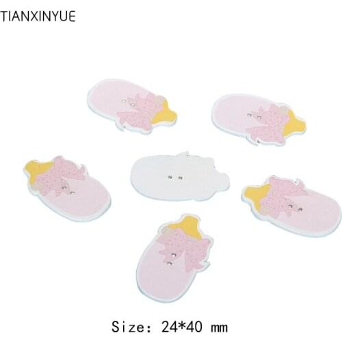 TIANXINYUE 30 pcs 24x40mm PINK Baby Pacifier Button Wood Sewing Painting Button Scrapbooking Button Two Holes For Decor