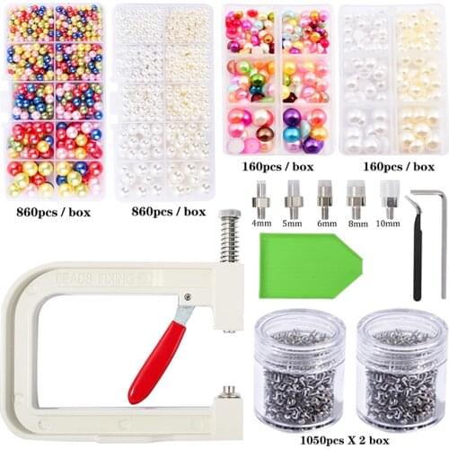8mm Mixed Portable Pearl ABS Beads Beading Machine Round Imitation Set For Clothes Crafts Handwork DIY Handmade Jewelry A120