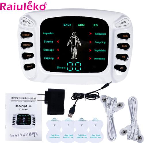 Dual Output Tens Acupuncture Electric Therapy Massager EMS Muscle Stimulator 8 Modes Meridian Physiotherapy Apparatus Massager