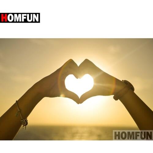 HOMFUN Full Diamond Embroidery Diy 5D Diamond Painting Cross Stitch "Hand heart" Full Drill Home Room Decor A16463