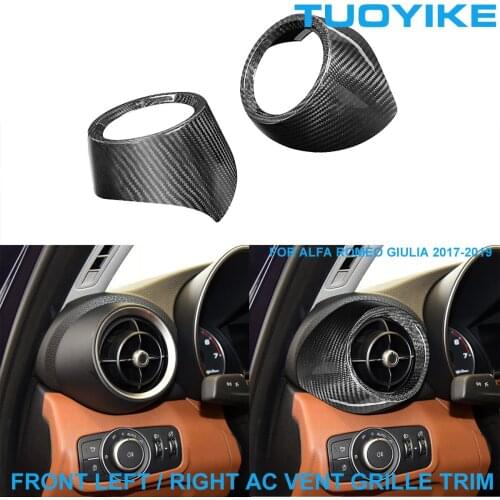 LHD RHD Car Styling Real Carbon Fiber Front Left Right AC Vent Grille Outlet Trim Cover For Alfa Romeo Giulia 2017-2019