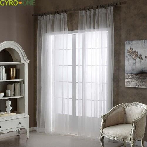 White Strip Curtain for Living Room Luxury Jacquard Weave Tulle For Kitchen Bedroom