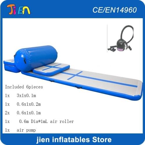 Free Shipping 6 Pieces(4 mats+1 roller +1 pump)Inflatable Air Track Training Set,Inflatable Gym Jumping Mat For Sale