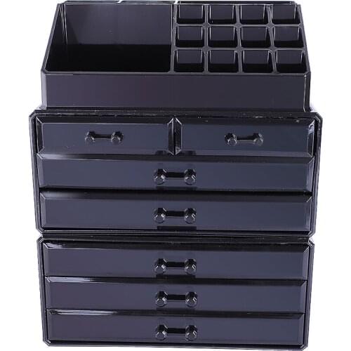 Black Storage SF-1122-7 3Pcs/Set Cosmetics Transparent Rack 5 Large & 2 Small Drawers Plastics190812307
