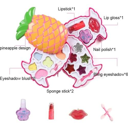 Kids Makeup set Cosmetics For Children Girl Makeup Cute pineapple styling Pretend Play Makeup Toys For Girl Toys Princess Dress