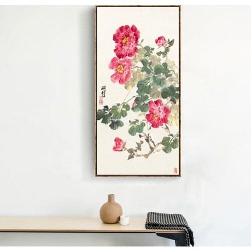 EECAMAIL DIY Diamond Painting Full Diamond Embroidery Vertical Version Porch Peony Flower Paste Diamond Painting No Frame