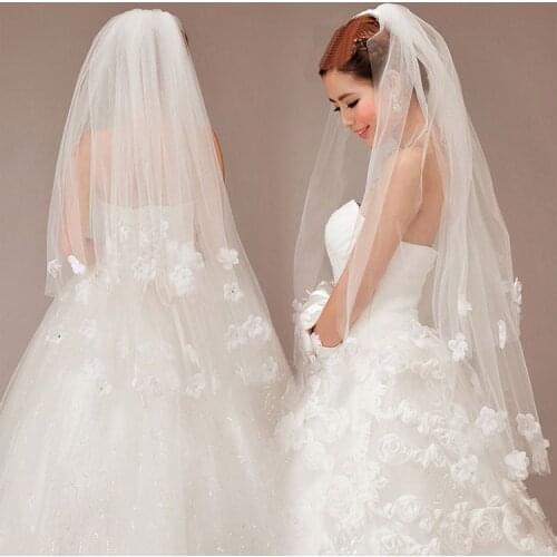 Bride Veils Wedding Veil Lace Edge Flower Decoration Wedding Accessories
