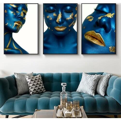 Blue Skin Woman DIY Diamond Painting Cross Stitch 5D Full Square Round Drill Mosaic Diamond Embroidery Girl Picture Home Decor