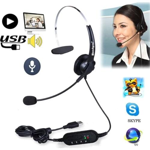2020 Hot USB Headset With Microphone Rotatable Adjustable Noise Canceling Earphone Call Center Headset Earphone For PC Laptop