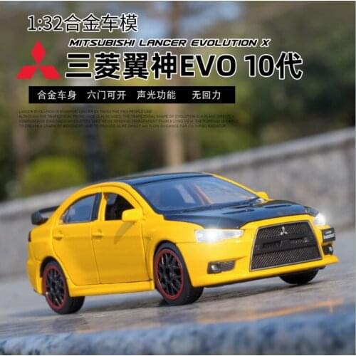 Simulation 1: 32 Mitsubishi wing God Evo open door with acousto-optic alloy childrens toy car model ornaments