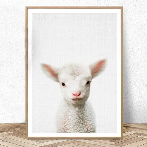 Lamb Nursery Print Baby Farm Animal Sheep Wall Art Painting Kids Room Posters and Prints Canvas Art Babies Bedroom Decoration
