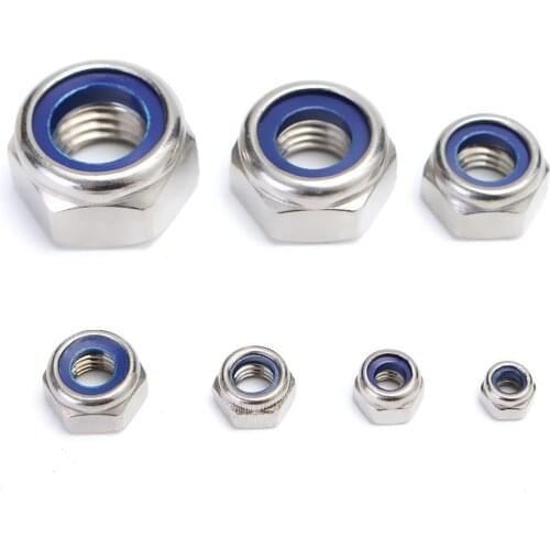 JUSTINLAU 165Pcs/set M3 M4 M5 M6 M8 M10 M12 Galvanized #304 Stainless Steel Self-locking Nut Lock Nut Locknut Slip Nylon Hex Nut