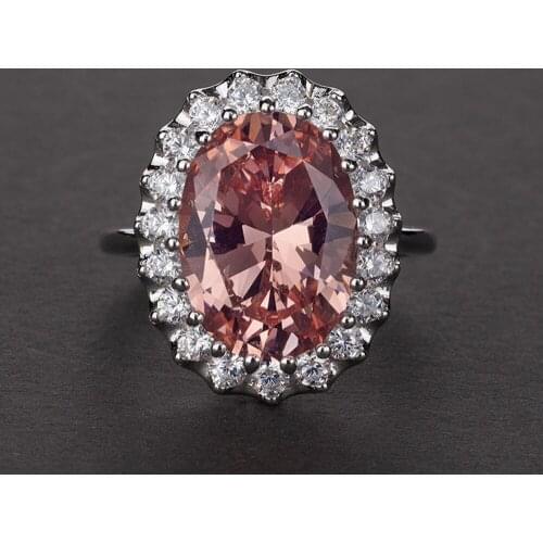 Solid 925 Sterling Silver 10x14MM 10CT Margonite Wedding Engagement Rings for Women Top Quality Circle Gem Ring Jewelry