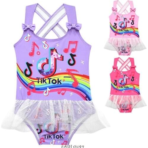 Girls Tik Tok swimsuit 1 pieces swimwear kids sleeveless summer beachwear childrens bathing suit Childrens Swimsuit