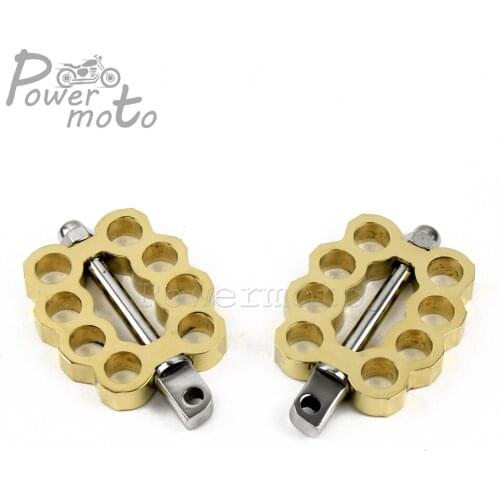 Brass Twin Knuckle Foot Pegs Footrests for Harley Softail Dyna Touring Sportster 883 1200 Cafe Racer Custom Foot Rests Footpegs
