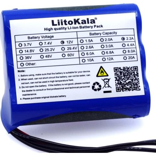 Liitokala 12V 2200mAh lithium-ion Battery 12.6 V to 11.1 V CCTV Camera Rechargeable battery pack 18650 batteries