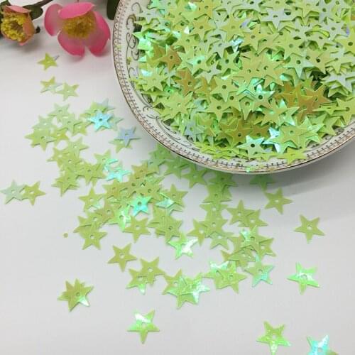 LNHOME 50g/lot 10mm Star Green AB Flakes Sewing Small PVC Sequins Loose Flat With Middle Hole Garment Accessories