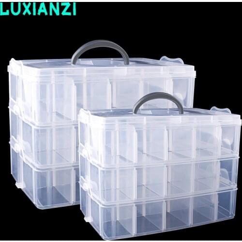 LUXIANZI 3 Layers Plastic Storage Box Tool With lock Handle For Jewelry Hardware Tools Multi-function Adjustable Organizer Case