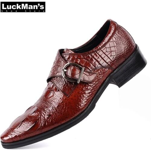 Mens Derby Shoes Business Loafers Gentleman Fashion Dress Shoe Faux Crocodile Pattern Leather Big-size 38-48