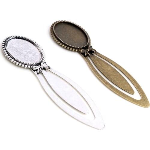 New Fashion 2pcs 18x25mm Inner Size Antique Silver Plated Flower Style Handmade Bookmark Cabochon Base Cameo Setting