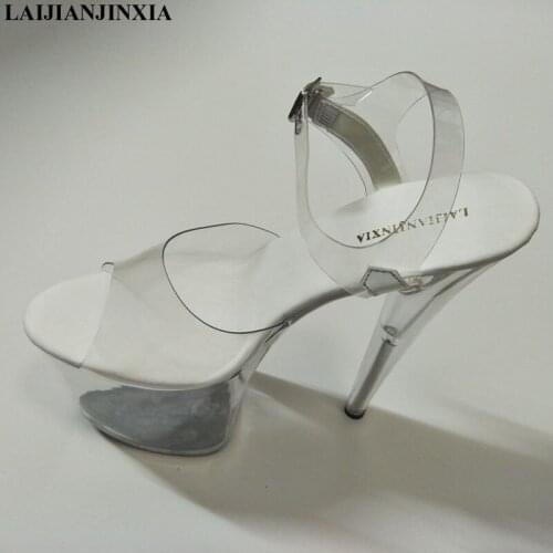 LAIJIANJINXIA 2019 New platform transparent crystal womens shoes 17cm super high-heeled wedding Shoes performance sandals