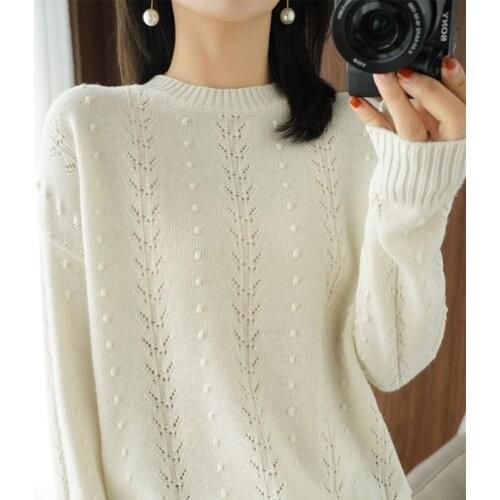 2021 New Womens sweater Round Neck Hollow Ladies Pullover High-Quality Wool Top Latest Popular Sweater Cashmere Knitted Sweater