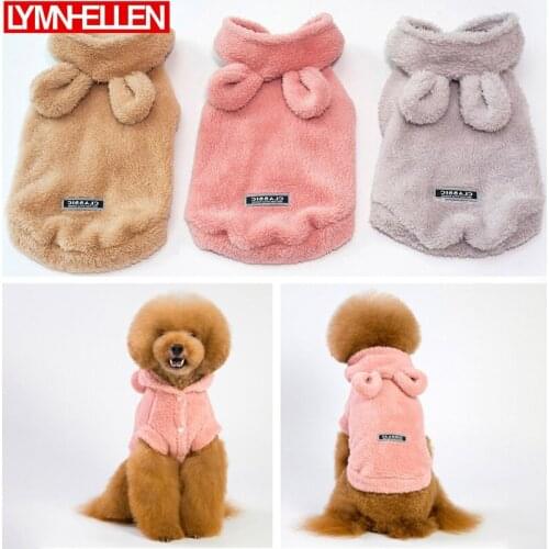 New Winter Style Classic Warm Teddy Dog Clothes Puppy Pet Dog Clothes Solid Color Sweater Jacket Rabbit Ears Hoodies Fashion