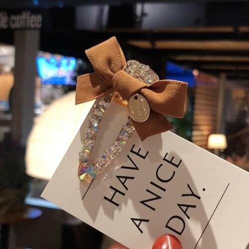 New Colorful Bow Hair Clips Barrette Cute Pearl Hair Pins Rhinestone Hair Accessories Crystal Hairpins New Fashion 6 Types