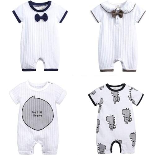 Baby Boy Cartoon Dinosaur Costume Short Sleeve Cotton Shortalls One Piece Romper Outfits Newborn Boys Summer Clothes