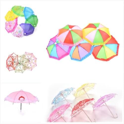 One Or 2pcs Style Mini Umbrella Rain Gear For 18 Inch Baby Doll Life Journey Dolls Accessory Birthday Gift For Children