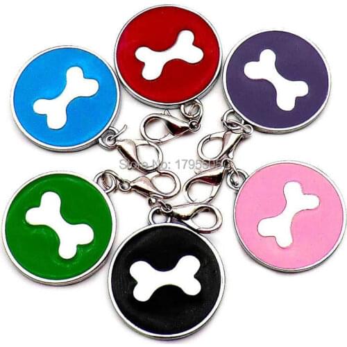 Wholesale 100Pcs dog collar Lovely Pets hot Dog ID Tag Fashion Popular Round Bone Puppy Rhinestone cat Pendant Pet Jewelry Drop