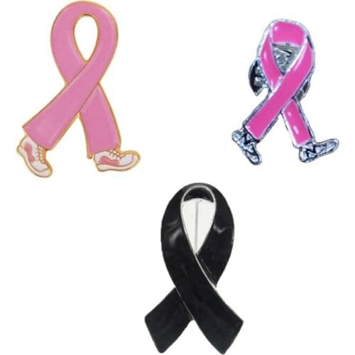 Wholesale Interchangeable Enamel Brooches Breast Cancer Awareness Pin Ribbon Brooches